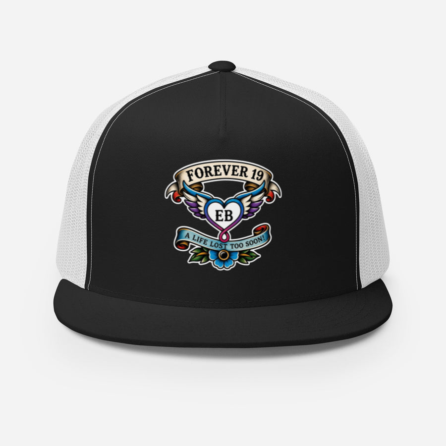 Forever 19 mental health awareness black and white trucker cap front