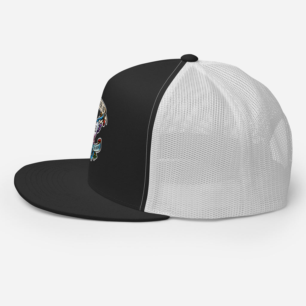 Forever 19 mental health awareness black and white trucker cap left side
