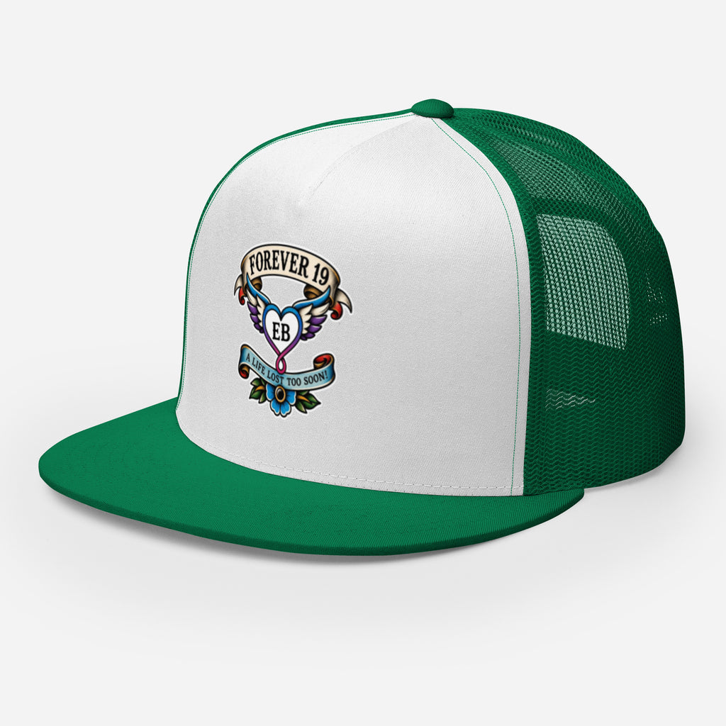 Forever 19 mental health awareness green and white trucker cap left front