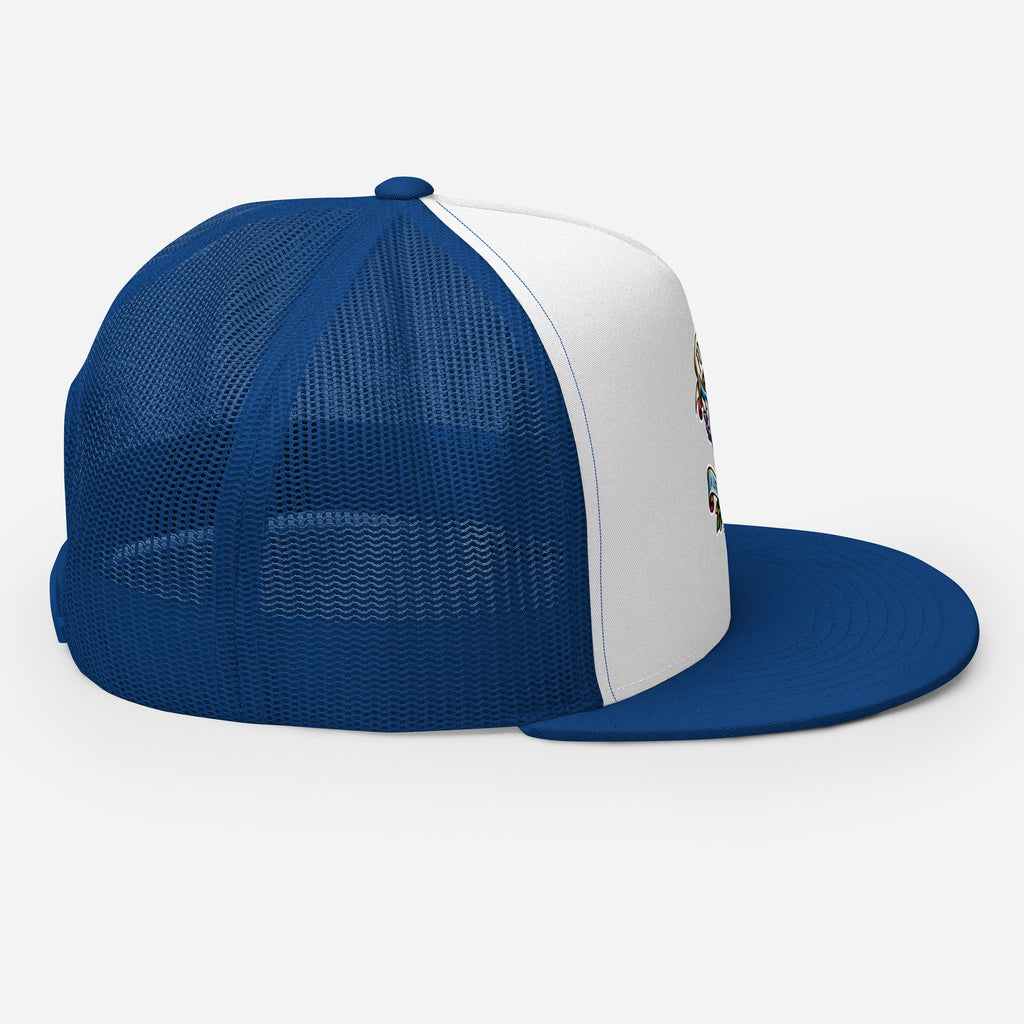 Forever 19 mental health awareness royal blue and white trucker cap right side