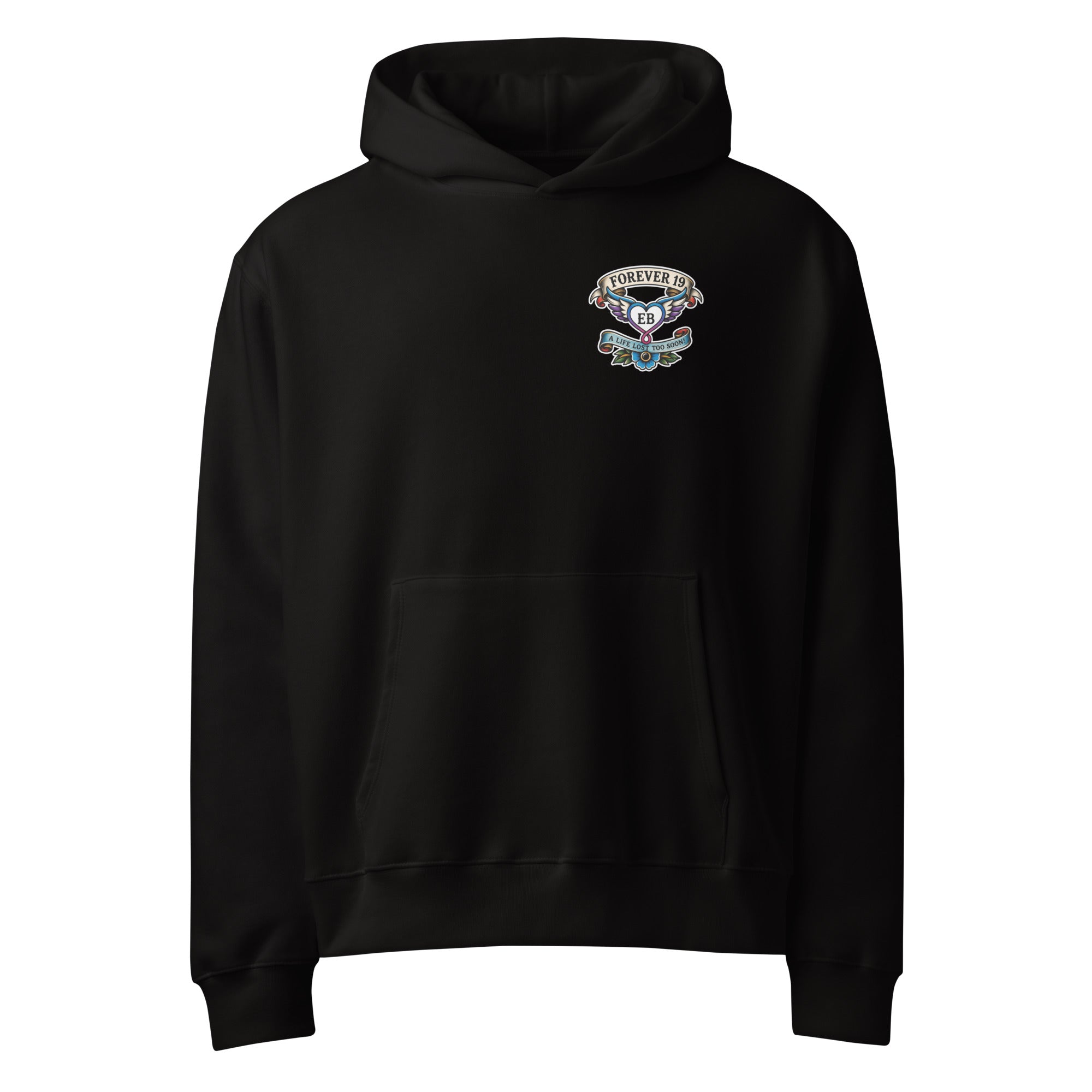 Forever 19 Life's Too Short unisex hoodie, Black, front view