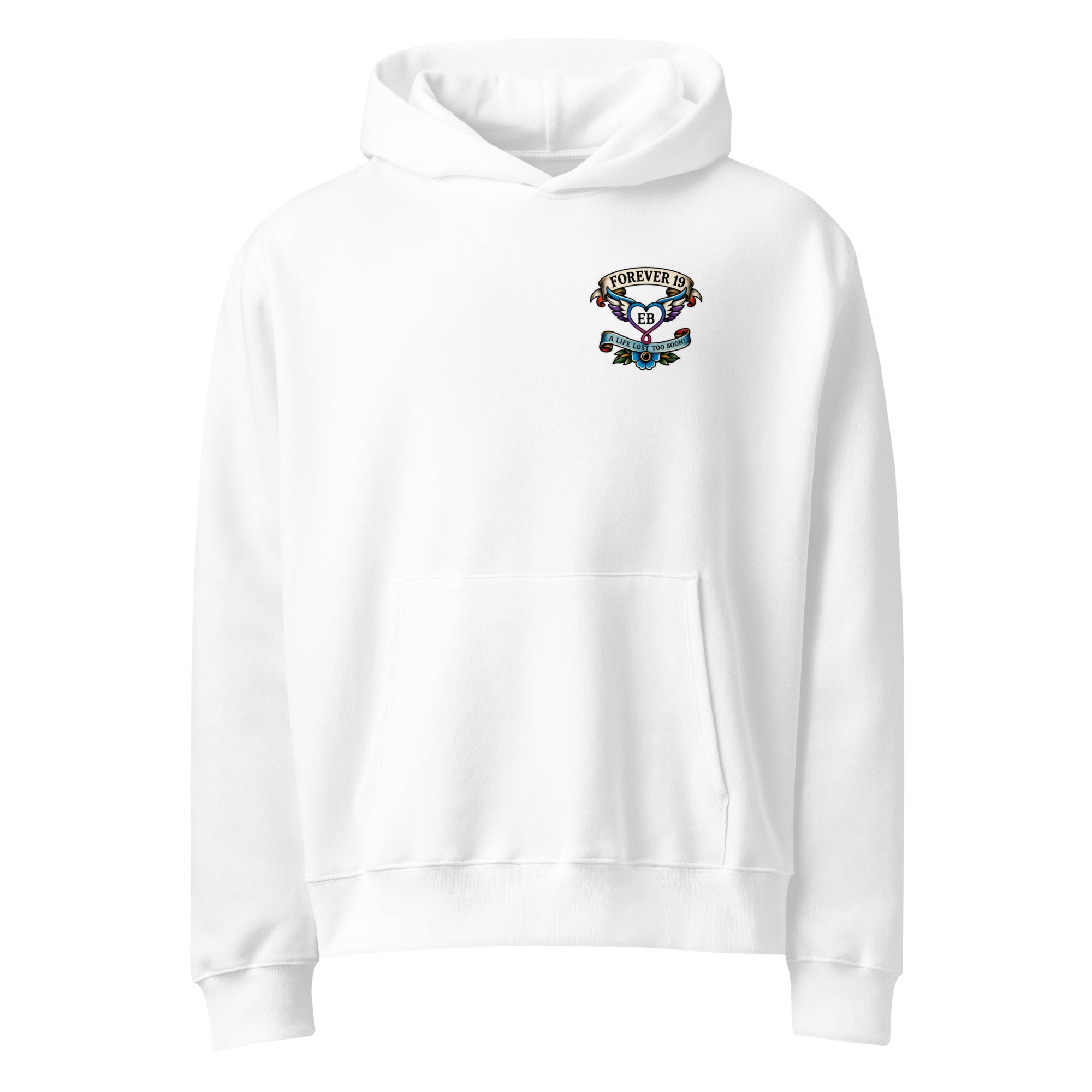 Forever 19 Life's Too Short unisex hoodie, White, front view