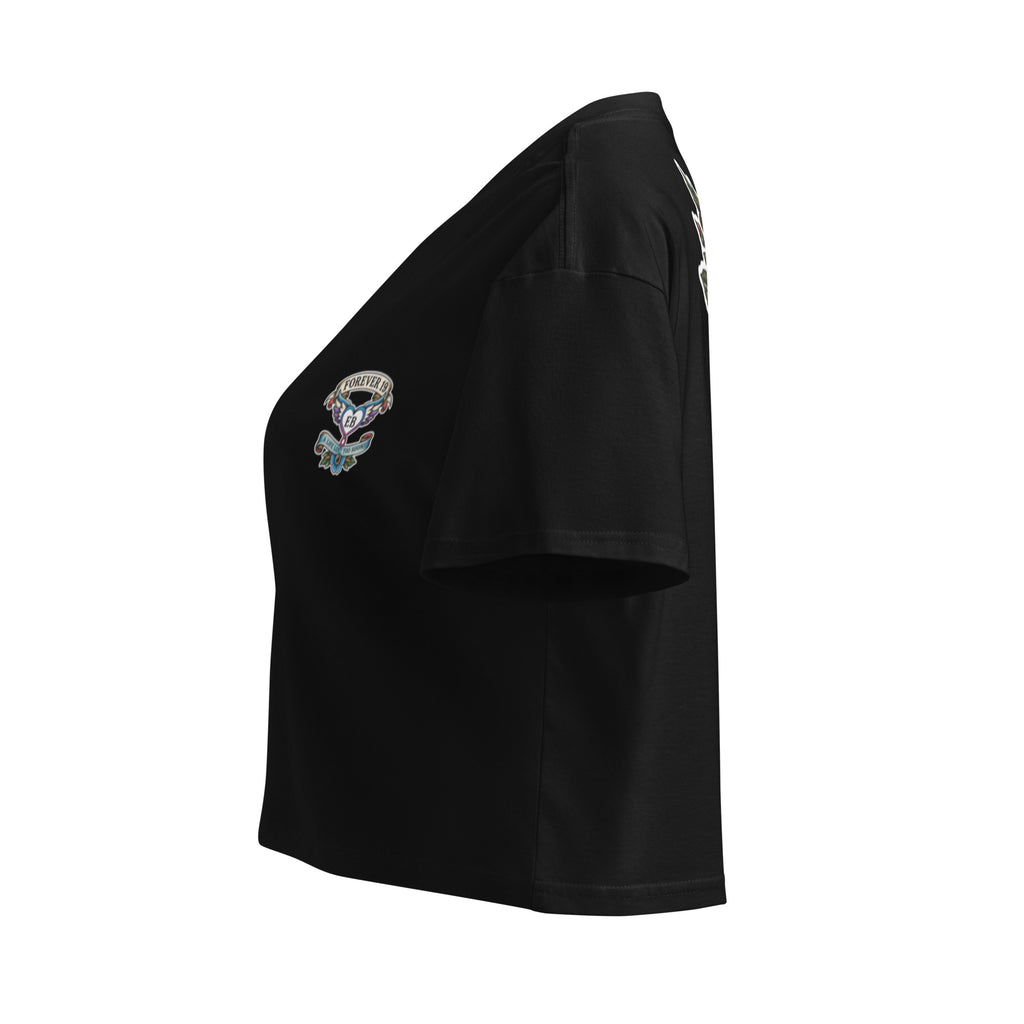 Forever 19 Life's Too Short women's crop T-shirt, Black, left view