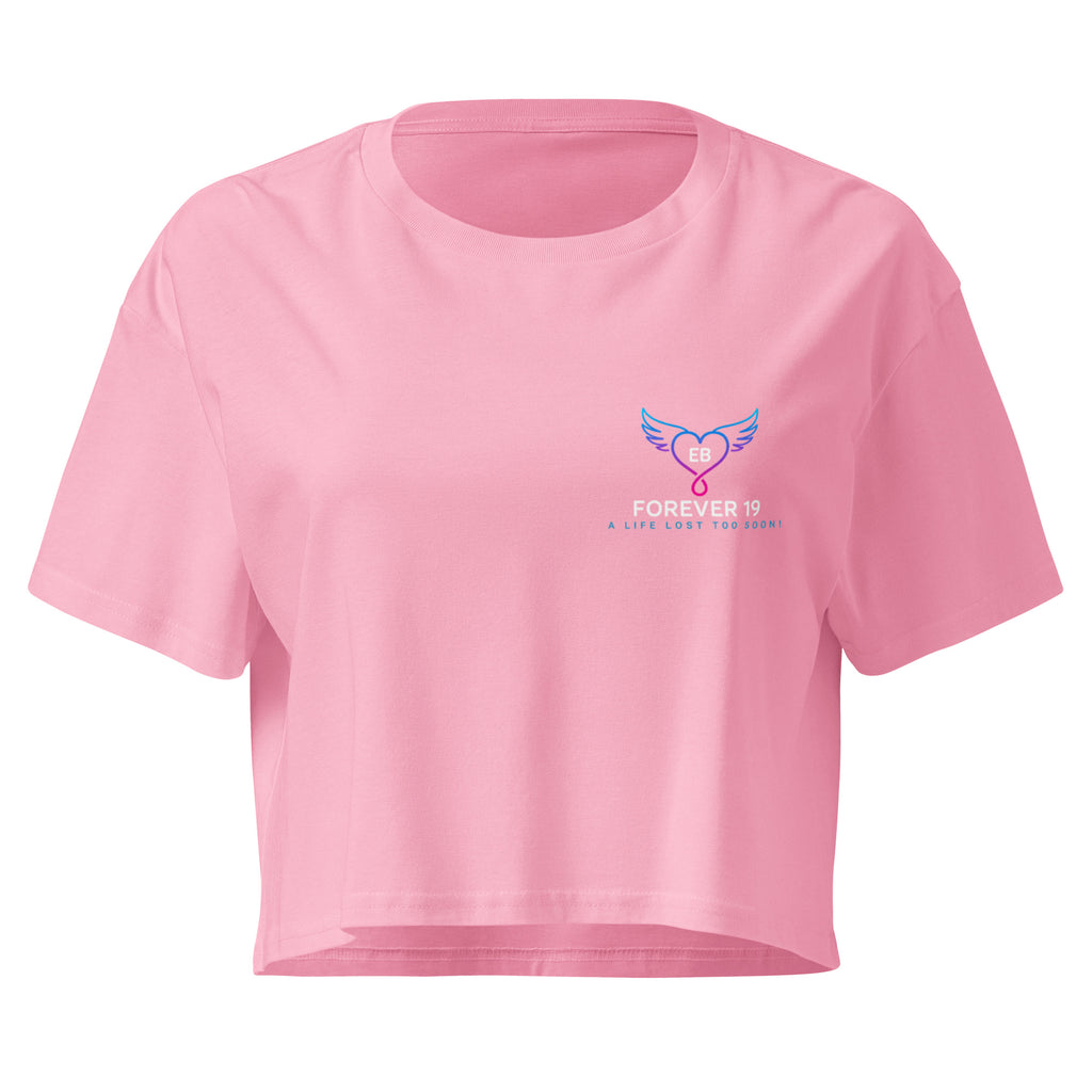 Forever 19 logo women's crop T-shirt, Bubblegum, front view