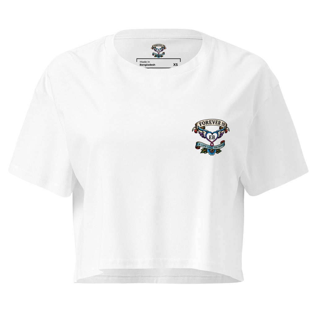 Forever 19 Life's a Gamble women's crop T-shirt, White, front view