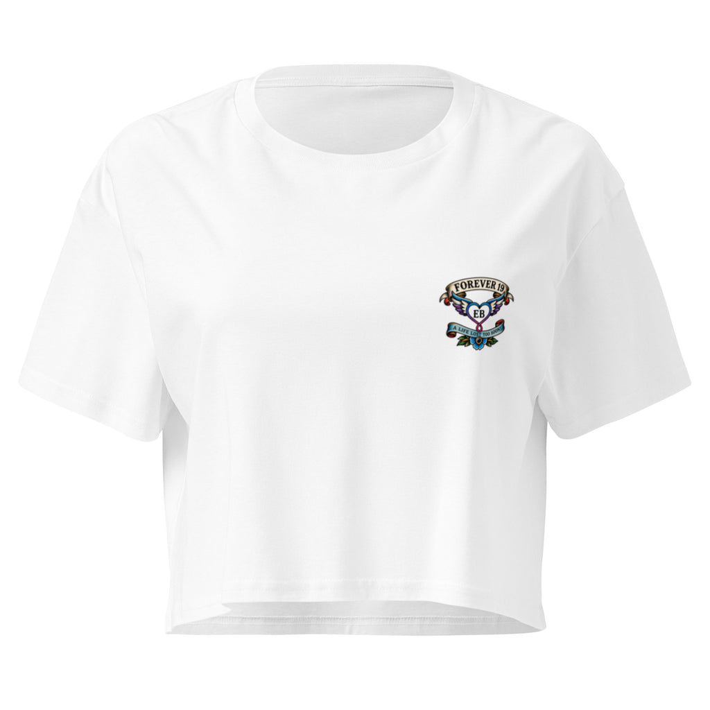 Forever 19 The Darkest Before Dawn white women's crop T-shirt front